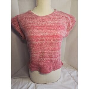 Vtg Y2K Segue Silk Blend Vest Pink Indie Blouse CableKnit Fairycore Southwestern